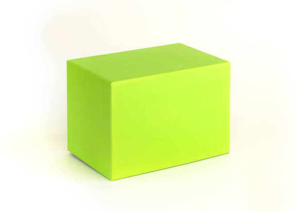 Green color paper box isolated on white background. Box mockup design.