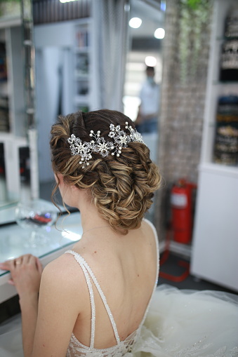 bridal hair at the hairdresser