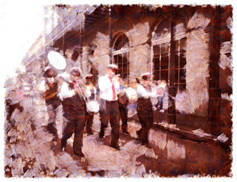 Music band on French Quarter, New Orleans digital manipulation