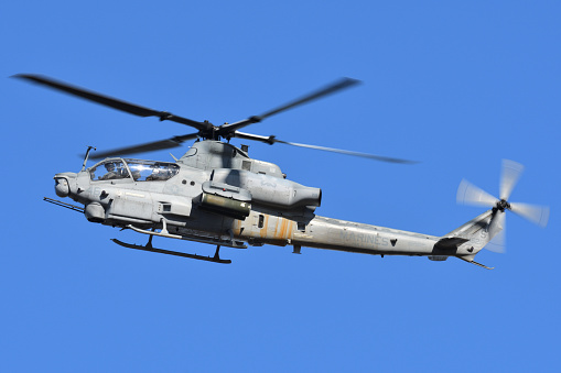 Kanagawa, Japan - December 18, 2021:United States Marine Corps (USMC) Bell AH-1Z Viper attack helicopter from HMLA-369 \