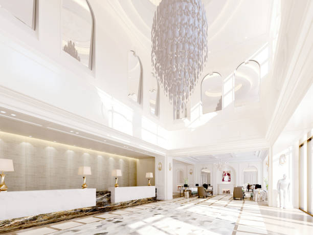istock 3D Render of Luxury Hotel Lobby and Reception 1363143815