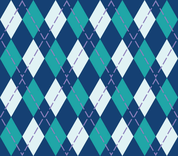 bezszwowy wzór w kształcie rombu w kolorze niebiesko-zielonym i białym. do wszelkiego rodzaju druku, tkanin, okładek książek, powierzchni i stron internetowych - pattern geometric shape diamond shaped backgrounds stock illustrations