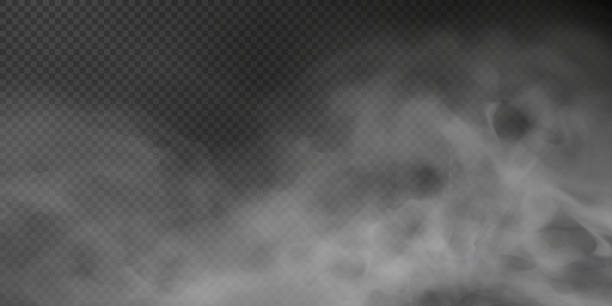 透明な黒の背景に隔離された白いスモークパフ。png。蒸気爆発特殊効果。蒸気、霧、煙pngの効果的な質感。ベクトル - 煙点のイラスト素材／クリップアート素材／マンガ素材／アイコン素材