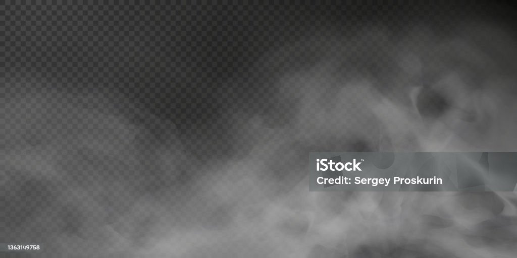 White smoke puff isolated on transparent black background. JPG. Steam explosion special effect. Effective texture of steam, fog, smoke JPG. Vector - Royaltyfri Rök vektorgrafik