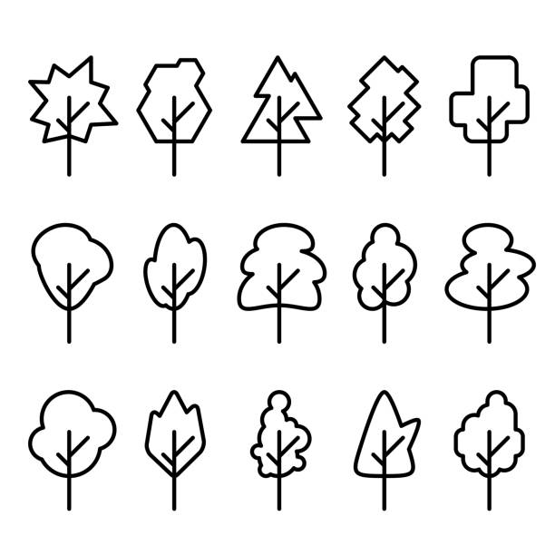 Geometric tree icons vector art illustration