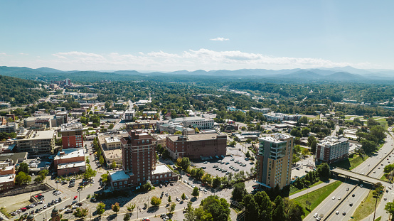 Aerial over Asheville, North Carolina