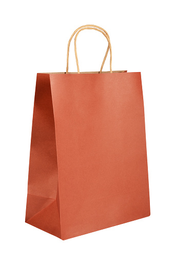 Red paper shopping bag (Clipping Path) isolated on the white background