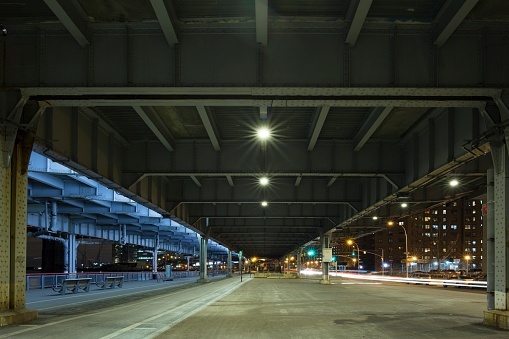 FDR Drive underpass at night in New York City.