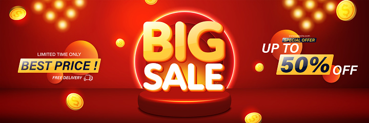 Big sale banner template design for web or social media.