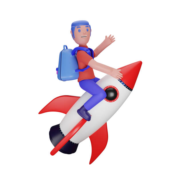 istock character riding a rocket with a back to school concept 1363170153