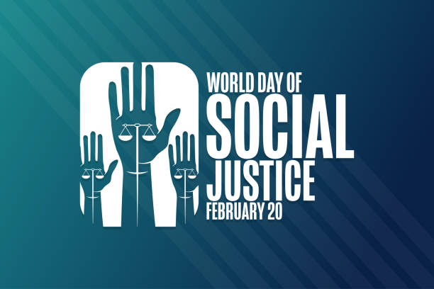 World Day of Social Justice. February 20. Holiday concept. Template for background, banner, card, poster with text inscription. Vector EPS10 illustration. World Day of Social Justice. February 20. Holiday concept. Template for background, banner, card, poster with text inscription. Vector EPS10 illustration lawyer backgrounds stock illustrations