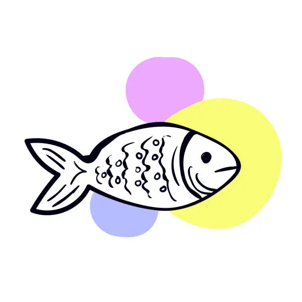 Vector illustration of Fish, vector doodle