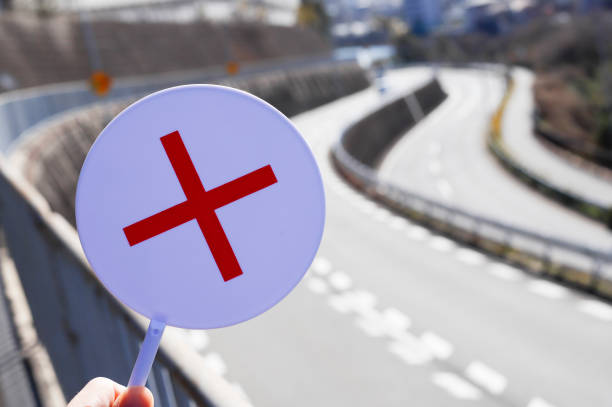 istock Traffic road and red cross 1363188529