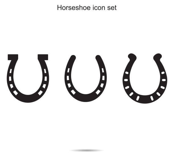 illustrazioni stock, clip art, cartoni animati e icone di tendenza di icone a ferro di cavallo - horseshoe