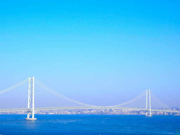 Akashi Kaikyo Bridge in the blue sky