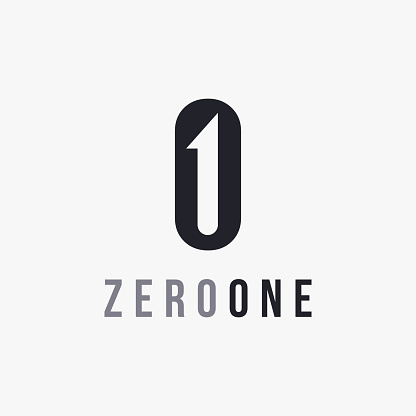 Monogram Zero and one logo icon vector template on white background