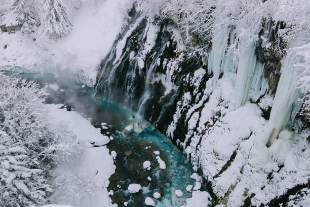 istock Shirahige Waterfall in winter. 1363201612
