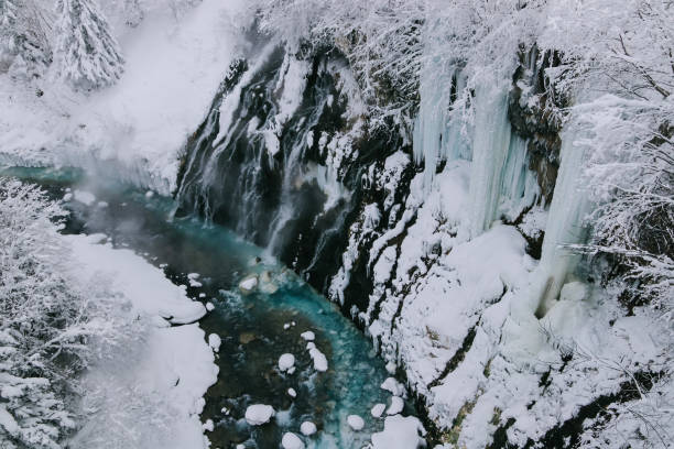 istock Shirahige Waterfall in winter. 1363201779