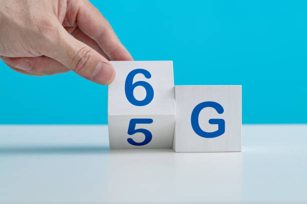 istock Human hand change wooden block from 5G to 6G 1363205988