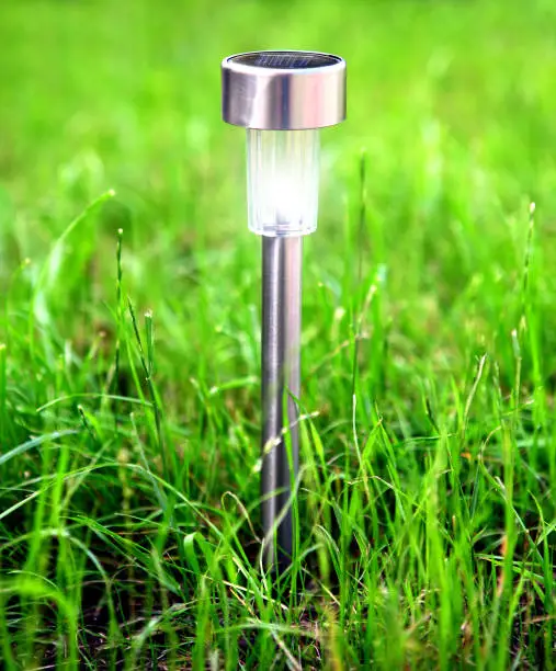 Solar Powered Outdoor Garden Lamp on the Grass