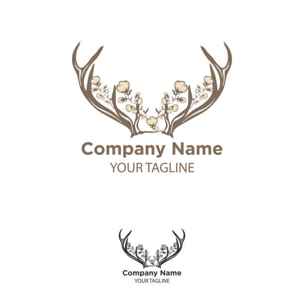 illustrations, cliparts, dessins animés et icônes de modèle vectoriel de logo d’illustration de bois de cerf avec design en coton. - moose animal head hunting humor