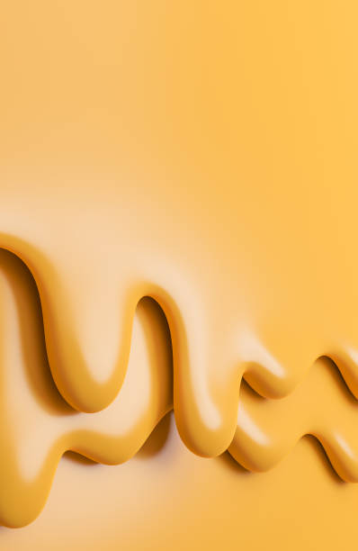 istock Cheese creamy liquid drips.,cheese melt on yellow background.,3d model and illustration. 1363213059