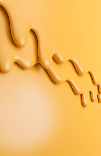 istock Cheese creamy liquid drips.,cheese melt on yellow background.,3d model and illustration. 1363213065