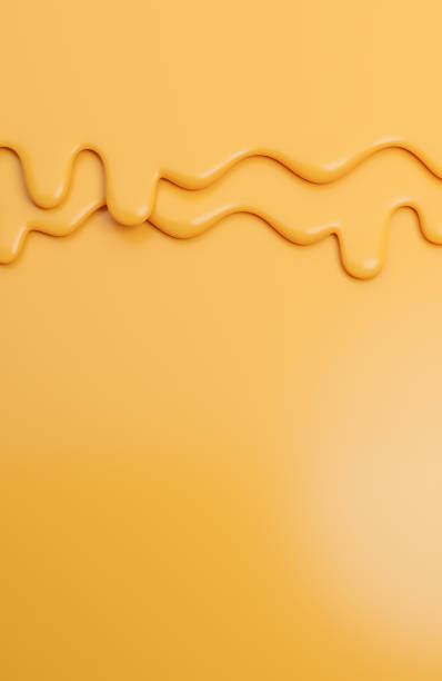 istock Cheese creamy liquid drips.,cheese melt on yellow background.,3d model and illustration. 1363213188