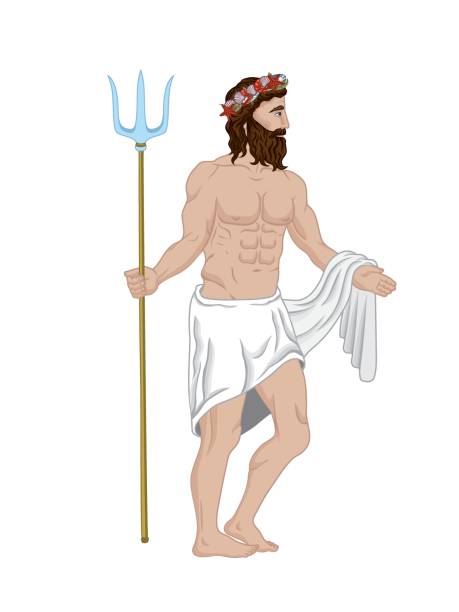 poseidon - roman god trident neptune sea stock illustrations