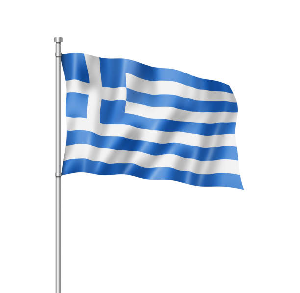 greek flag isolated on white - 希臘國旗 個照片及圖片檔