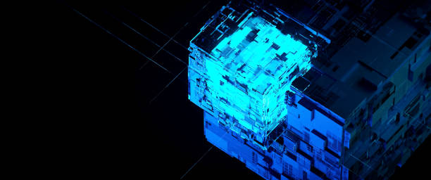 istock 3D rendering of cyberpunk AI. Circuit board. Technology background. Central Computer Processors CPU and GPU concept. Motherboard digital chip. Tech science background. 1363223695