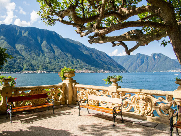 Views over Lake Como in Italy stock photo