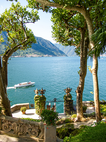 Holidays in Italy -  scenic view of the  tourists town of Gardone Riviera on Lake Garda