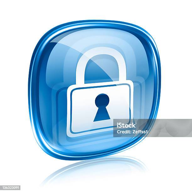 Ilustración de Lock Icon Cristal Azul Aislado Sobre Fondo Blanco y más Vectores Libres de Derechos de Azul