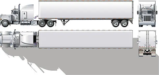 Vector illustration of Hi-detailed commercial semi-truck