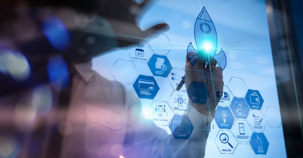 istock Businessman working on modern computer showing Startup concept with icon business and network connection on modern virtual dashboard. 1363233383