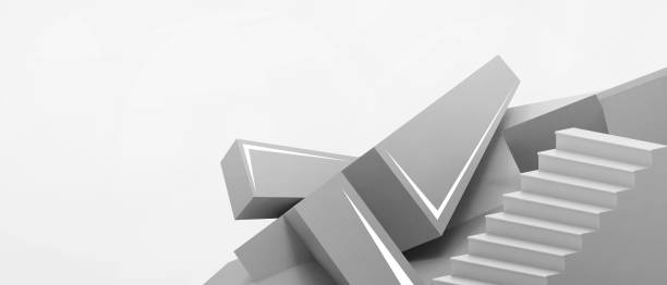 istock Abstract Background. Success and Target with Ladder Business concept for Geometric Shape Design on gray.banner,copy space,digital,poster,Card - 3d Rendering 1363233466