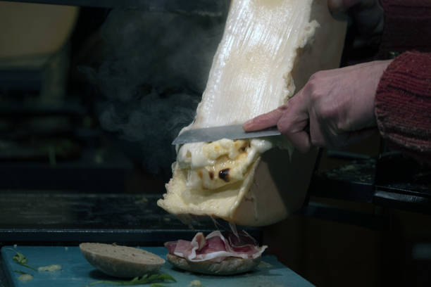 Raclette panini melted swiss cheese sandwich