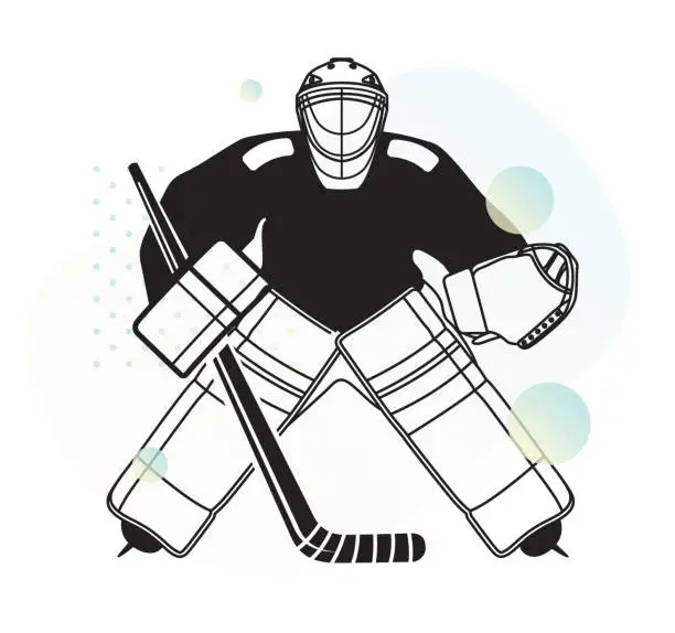 Vector illustration of Ice Hockey - Goalkeeper with Stick - Stock Illustration