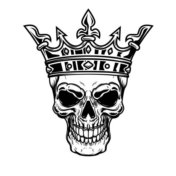163 Skull King Tattoo Cartoons Illustrations & Clip Art - iStock