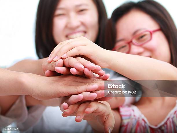 Friends Put Hands Together Stock Photo - Download Image Now - Achievement, Agreement, Business