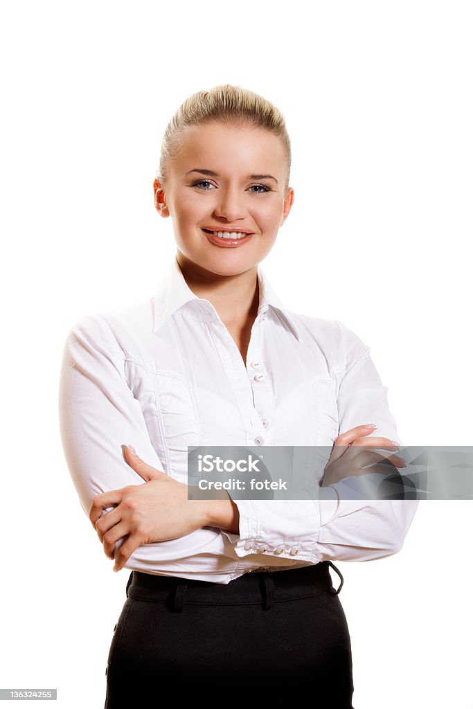 Confident businesswoman on a white background Young businesswoman on a white background 20-24 Years Stock Photo