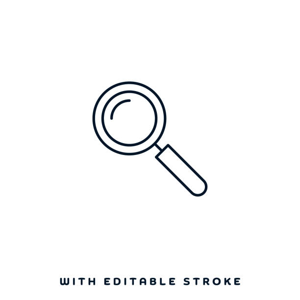 Database Searching Vector Icon Design Database searching concept graphic design can be used as icon representations. The vector illustration is line style, pixel perfect, suitable for web and print with editable linear strokes. file search engine stock illustrations