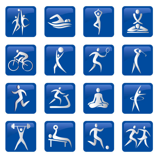 illustrations, cliparts, dessins animés et icônes de sport, boutons fitness, icônes. - foot massage
