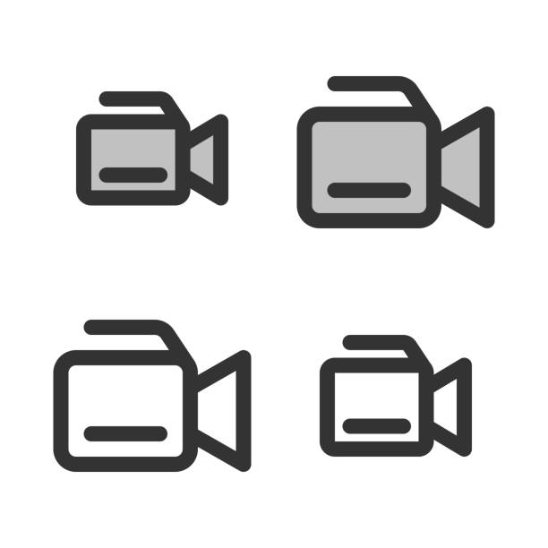 ilustrações de stock, clip art, desenhos animados e ícones de pixel-perfect linear icon of video camera - two tone