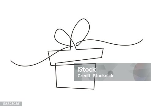 istock gift cartoon one line 1363250561