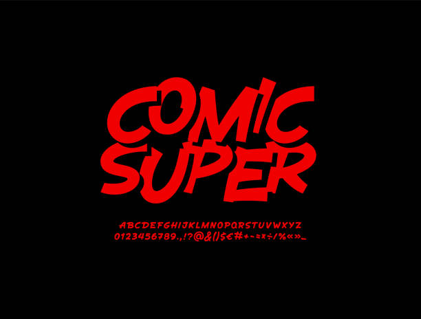 Comic handwritten red font, script alphabet, calligraphy cursive typeface, hand drawn typeface in style of comics, vector illustration 10EPS Comic handwritten red font, script alphabet, calligraphy cursive typeface, hand drawn typeface in style of comics, vector illustration 10EPS cartoon fonts stock illustrations