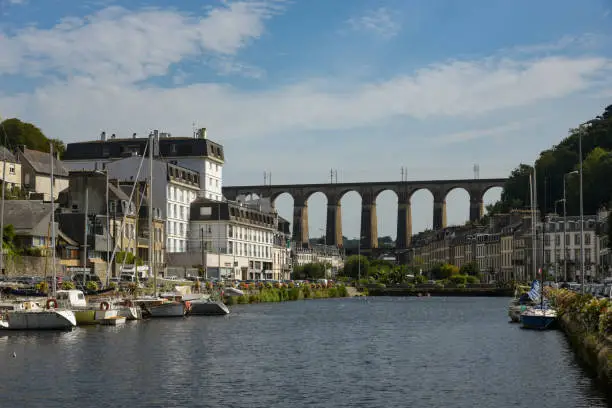 view on the harbor of Morlaix on finistere in brittany