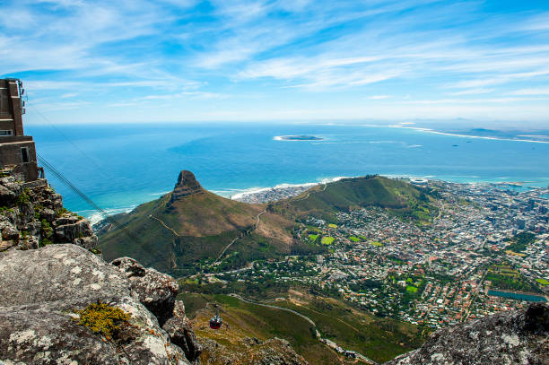 вид со столовой горы и канатной дороги - lions head mountain стоковые фото и изображения