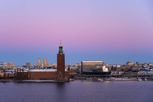 Stockholm’s Town Hall Stockholm’s Town Hall at sunrise on a winter’s morning. kungsholmen town hall photos stock pictures, royalty-free photos & images